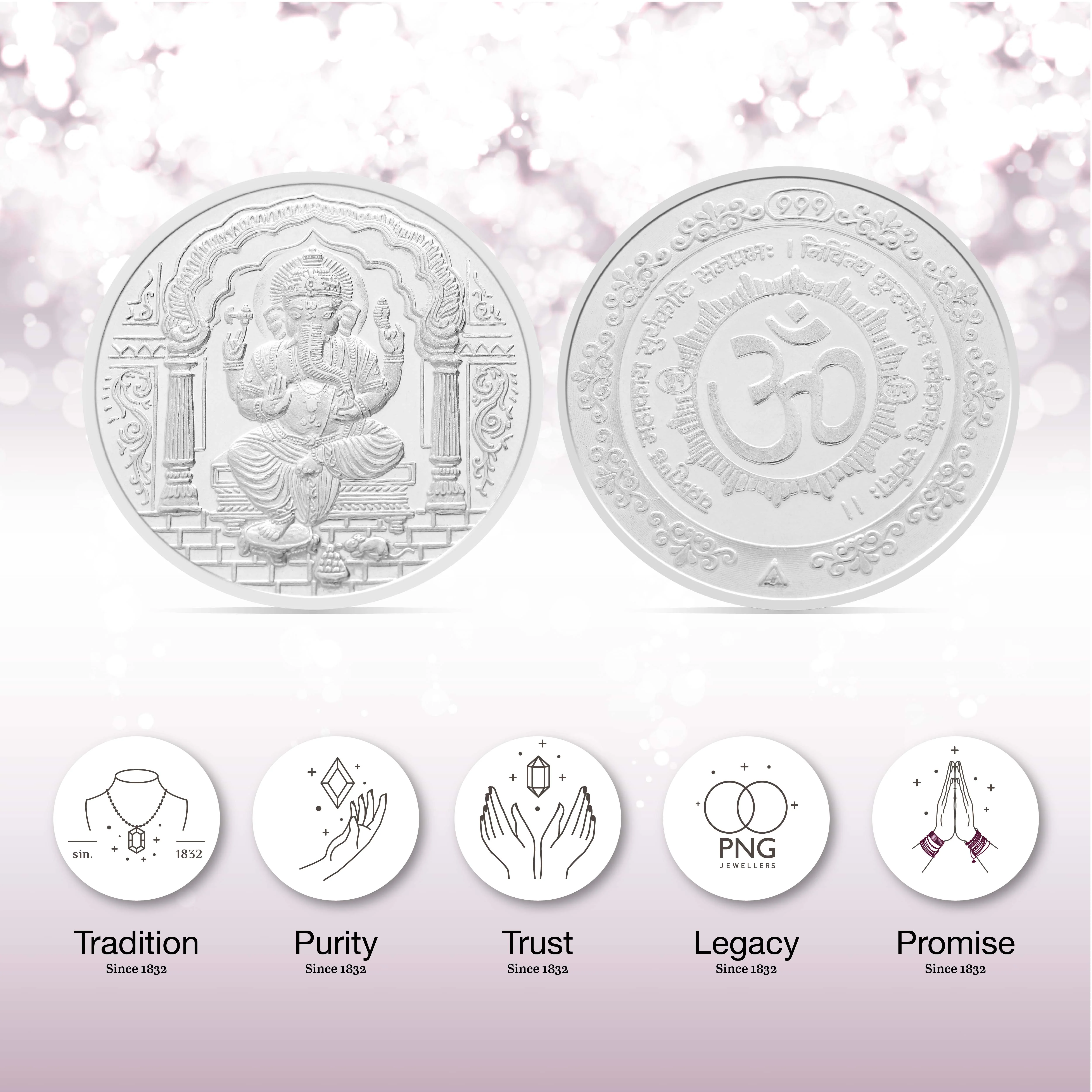 10 gms Ganesha Om Silver Coin - Image 3