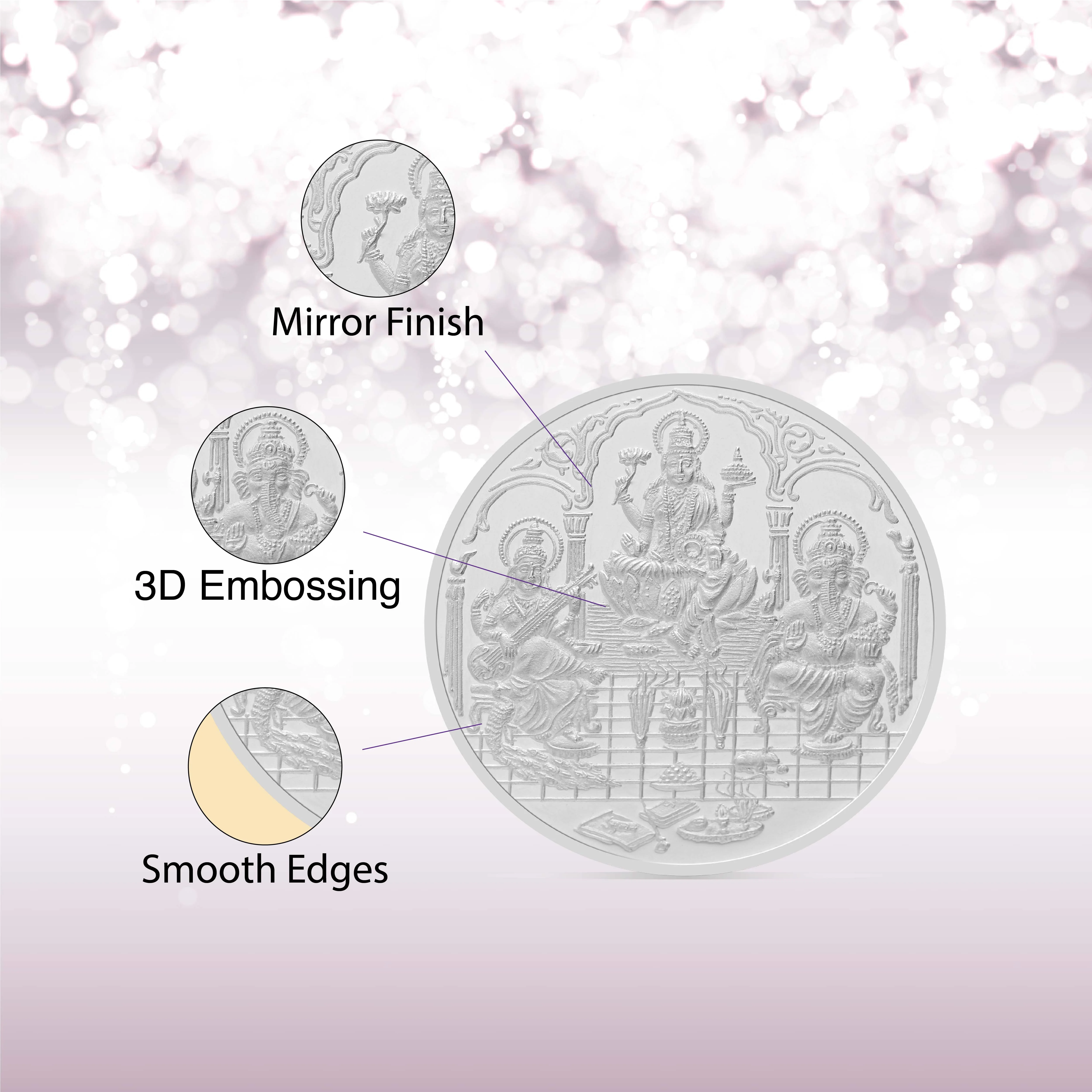 20 gms Silver Trimurti Coin - Image 4