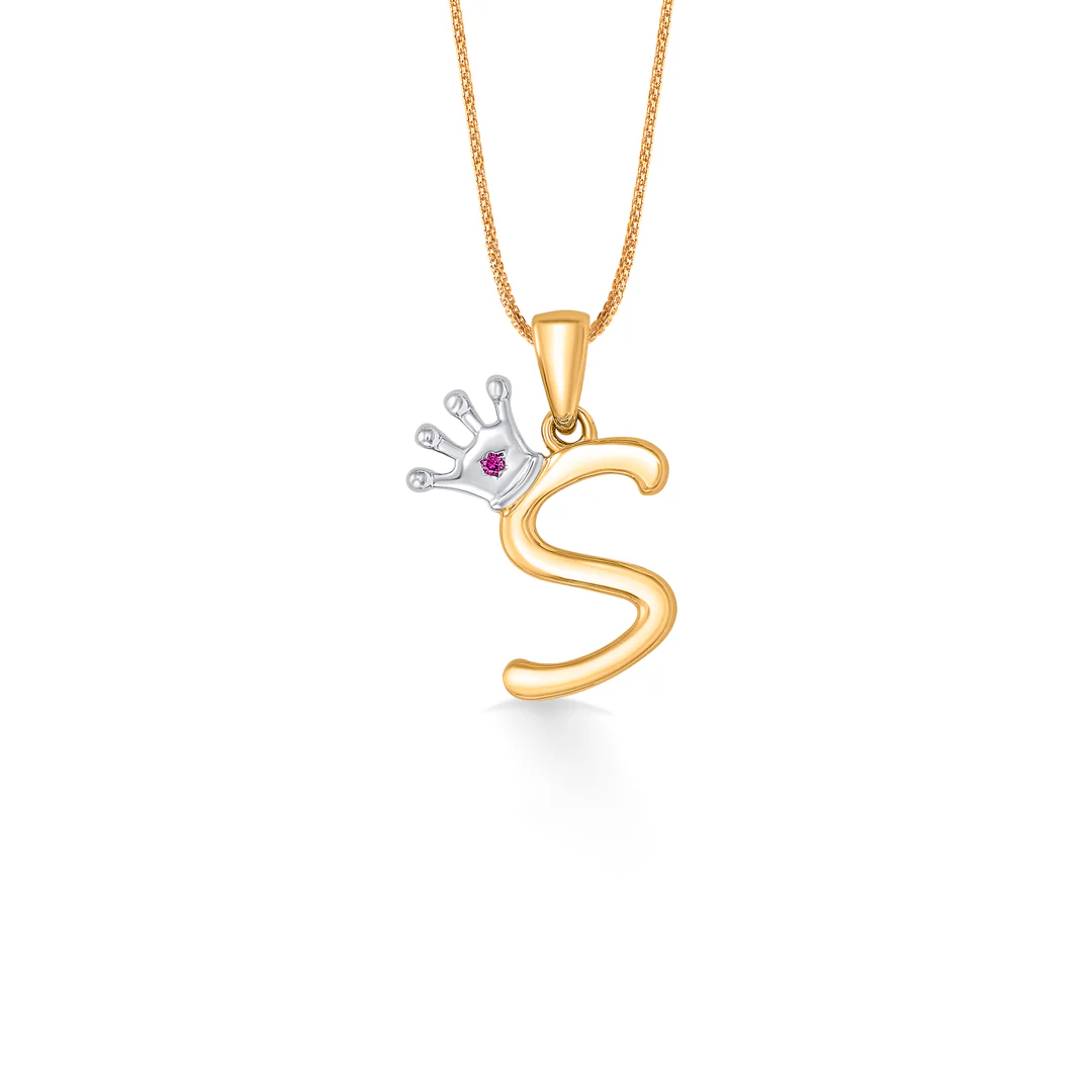 Alphabate S Yellow Gold Pendant For Women - Image 2