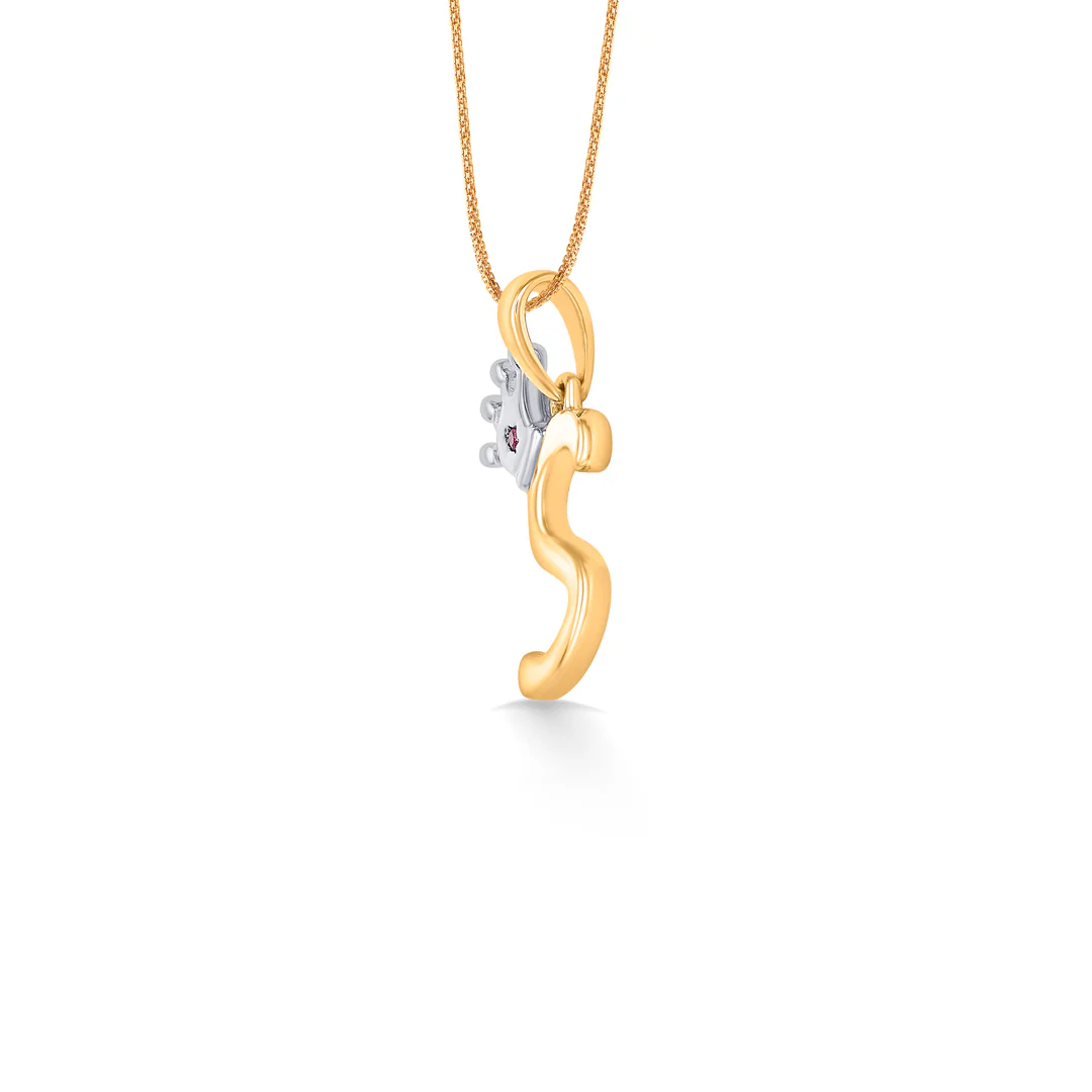 Alphabate S Yellow Gold Pendant For Women - Image 3