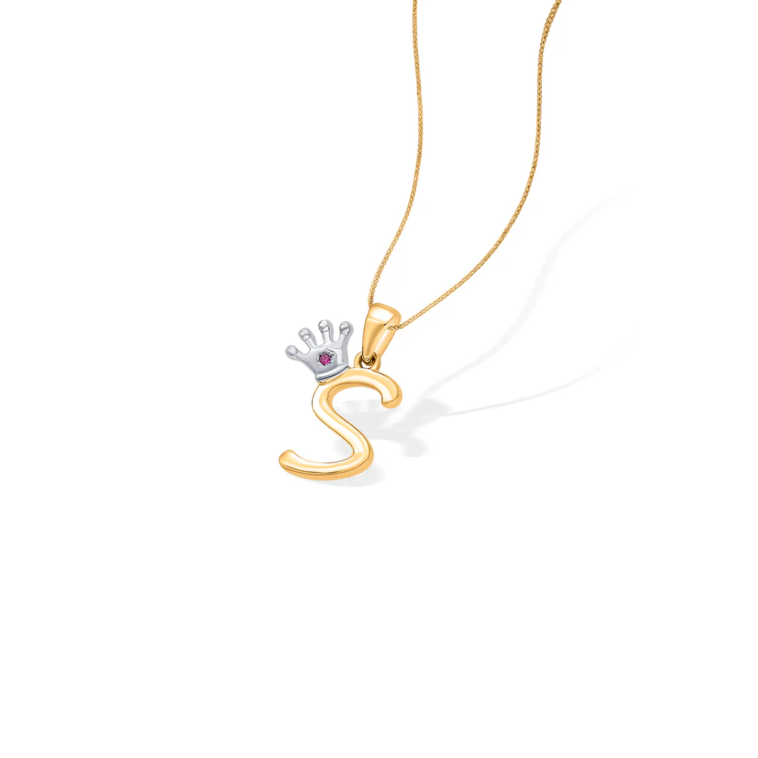 Alphabate S Yellow Gold Pendant For Women - Image 4