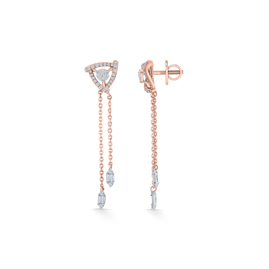Apex Pyramid Gold Stud Diamond Earring for Women - Image 5