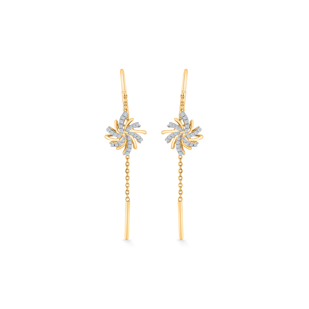 Astral Bloom Gold Stud Diamond Earring for Women - Image 3
