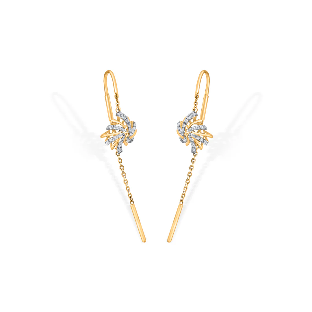 Astral Bloom Gold Stud Diamond Earring for Women - Image 4