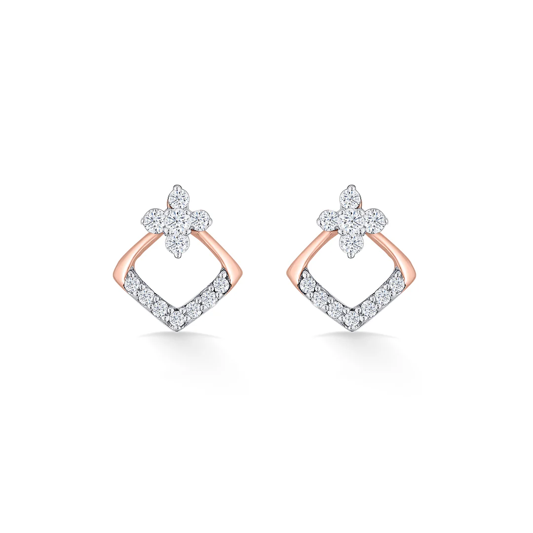 Aurora Crest Rose Gold Stud Diamond Earring For Women - Image 3