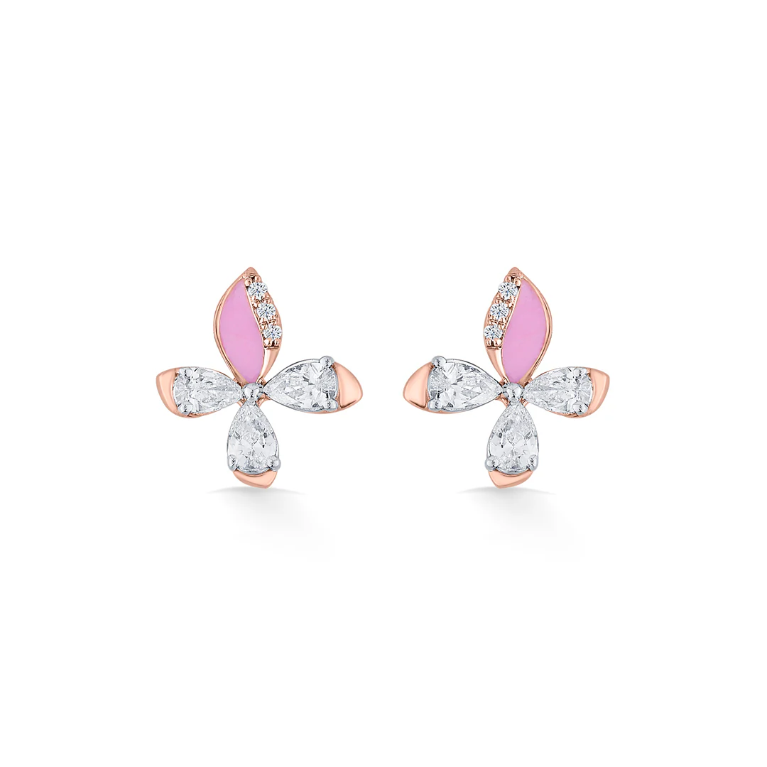 Blush Fly Gold Stud Diamond Earring for Women - Image 3