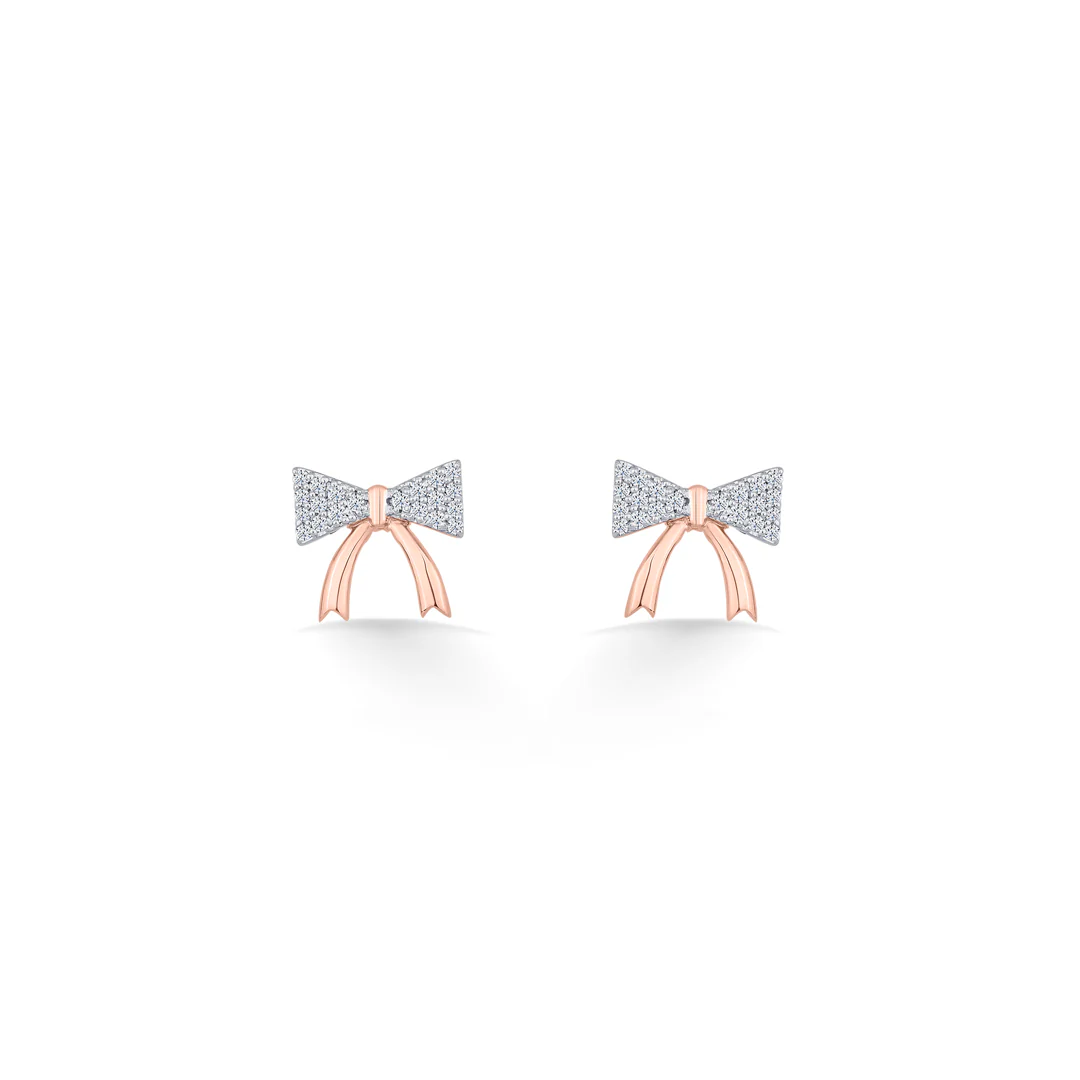 Bow Belle Rose Gold Stud Diamond Earring For Women - Image 3