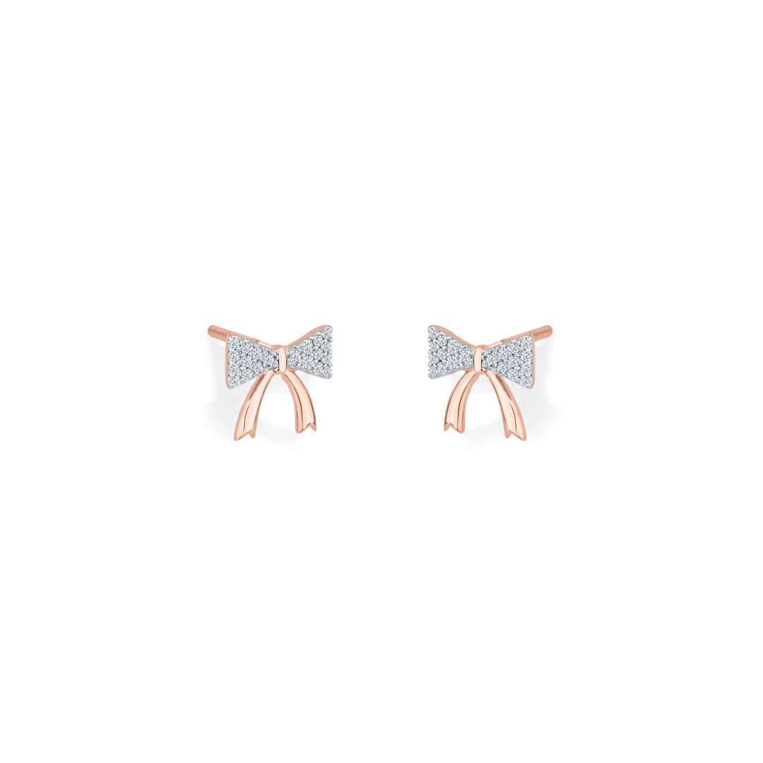 Bow Belle Rose Gold Stud Diamond Earring For Women - Image 4
