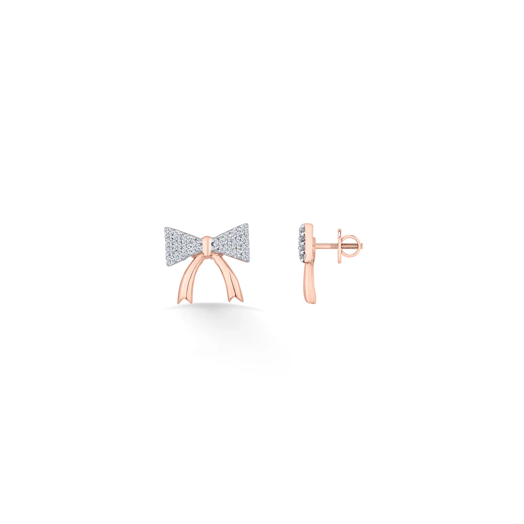 Bow Belle Rose Gold Stud Diamond Earring For Women - Image 5