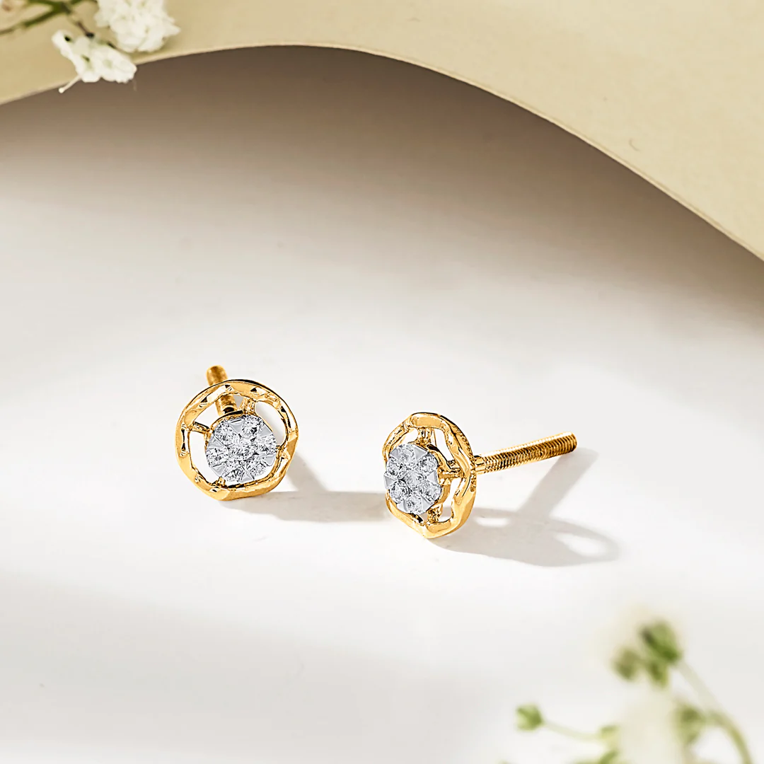 Brilliant Orb Gold Stud Diamond Earring for Women