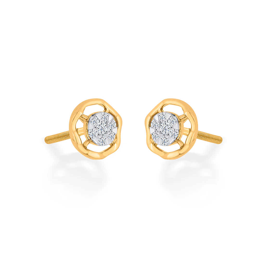 Brilliant Orb Gold Stud Diamond Earring for Women - Image 4