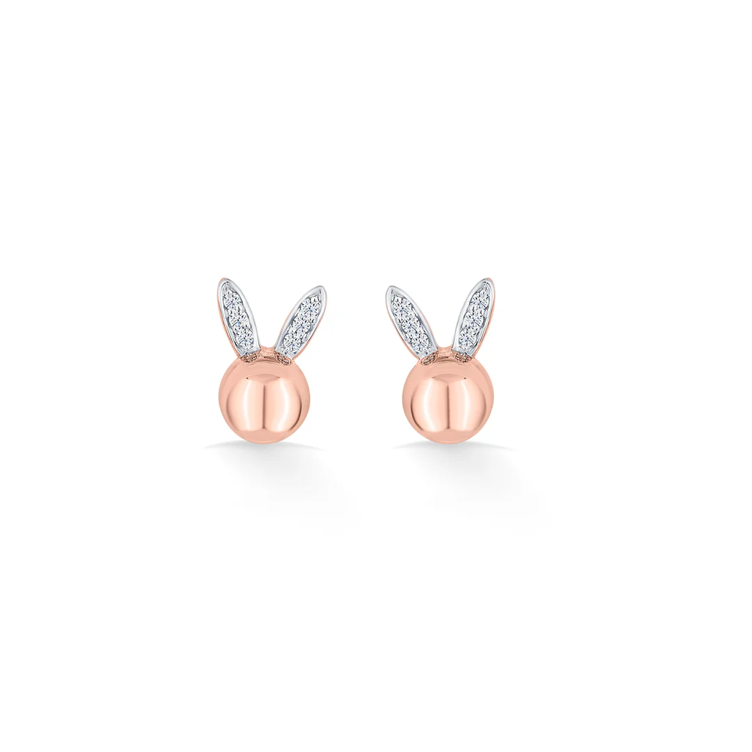 Bunny Bliss Rose Gold Stud Diamond Earring For Women - Image 3