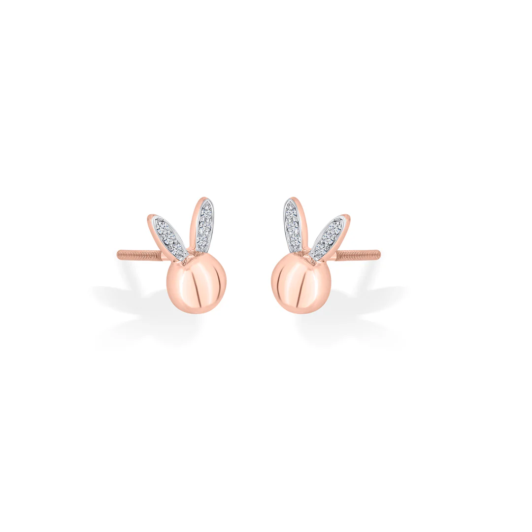 Bunny Bliss Rose Gold Stud Diamond Earring For Women - Image 4