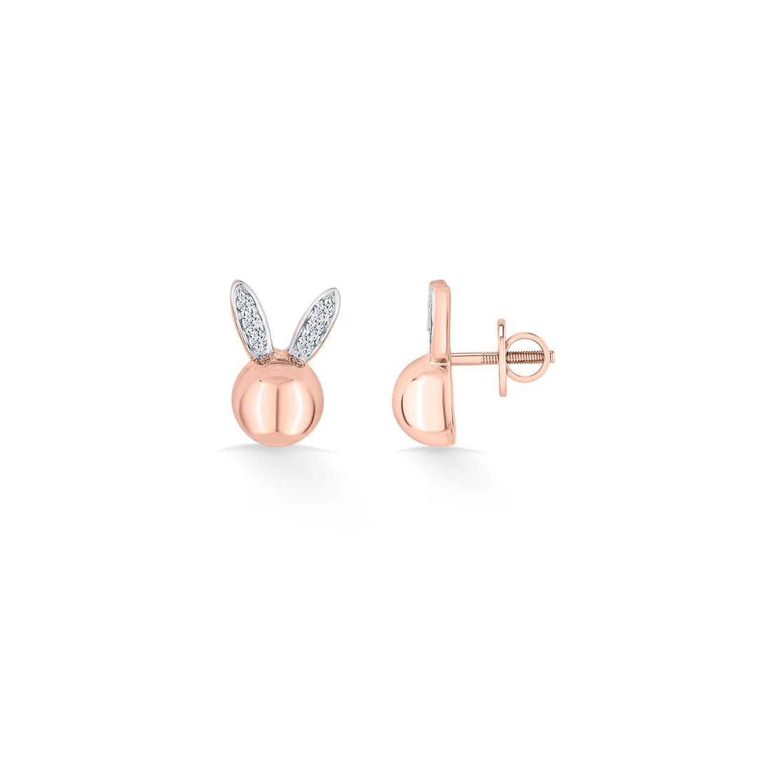 Bunny Bliss Rose Gold Stud Diamond Earring For Women - Image 5