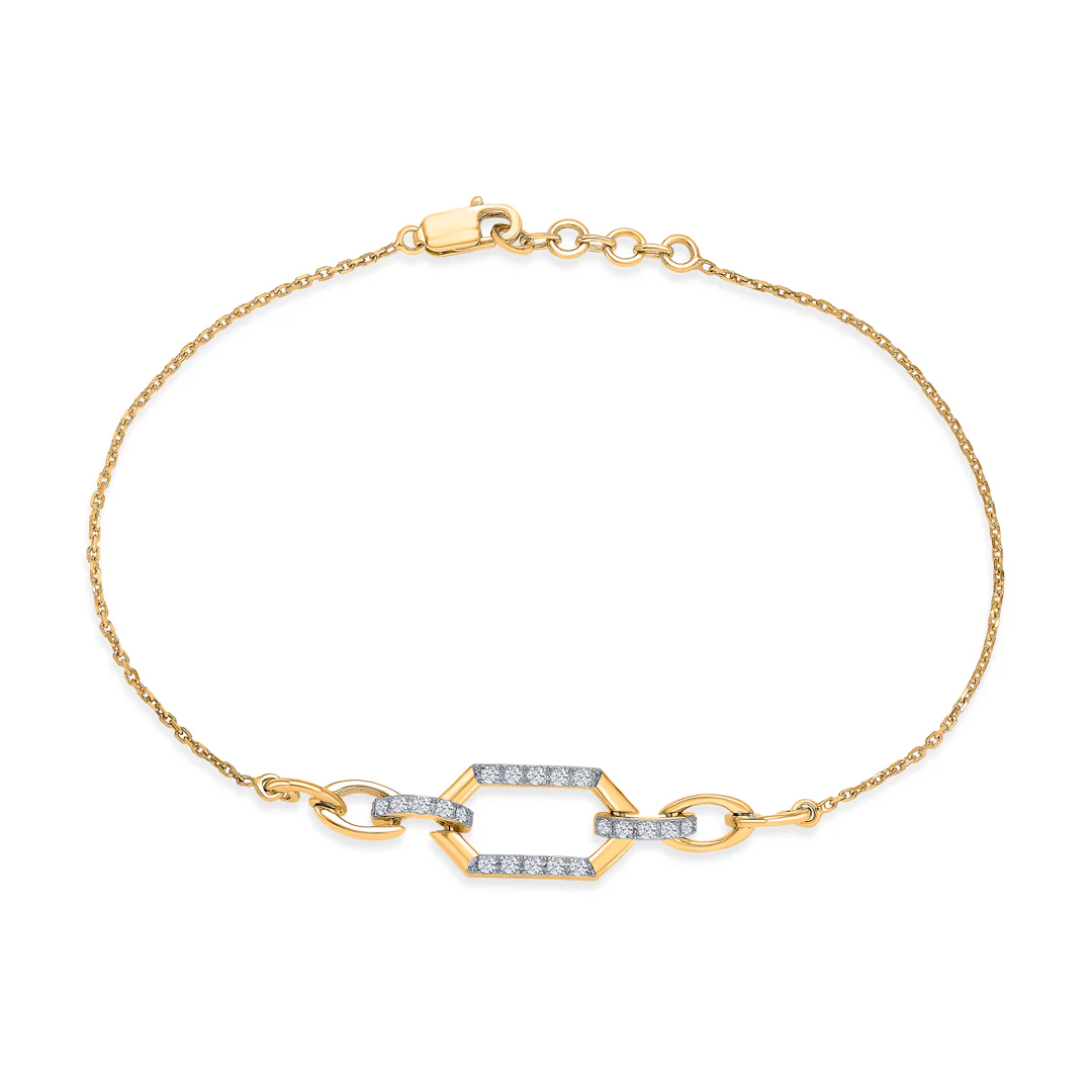 Chain Light Gold & Diamond Bracelet - Image 2