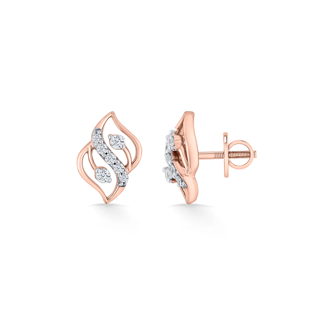 Charm Flick Rose Gold Stud Diamond Earring For Women - Image 5