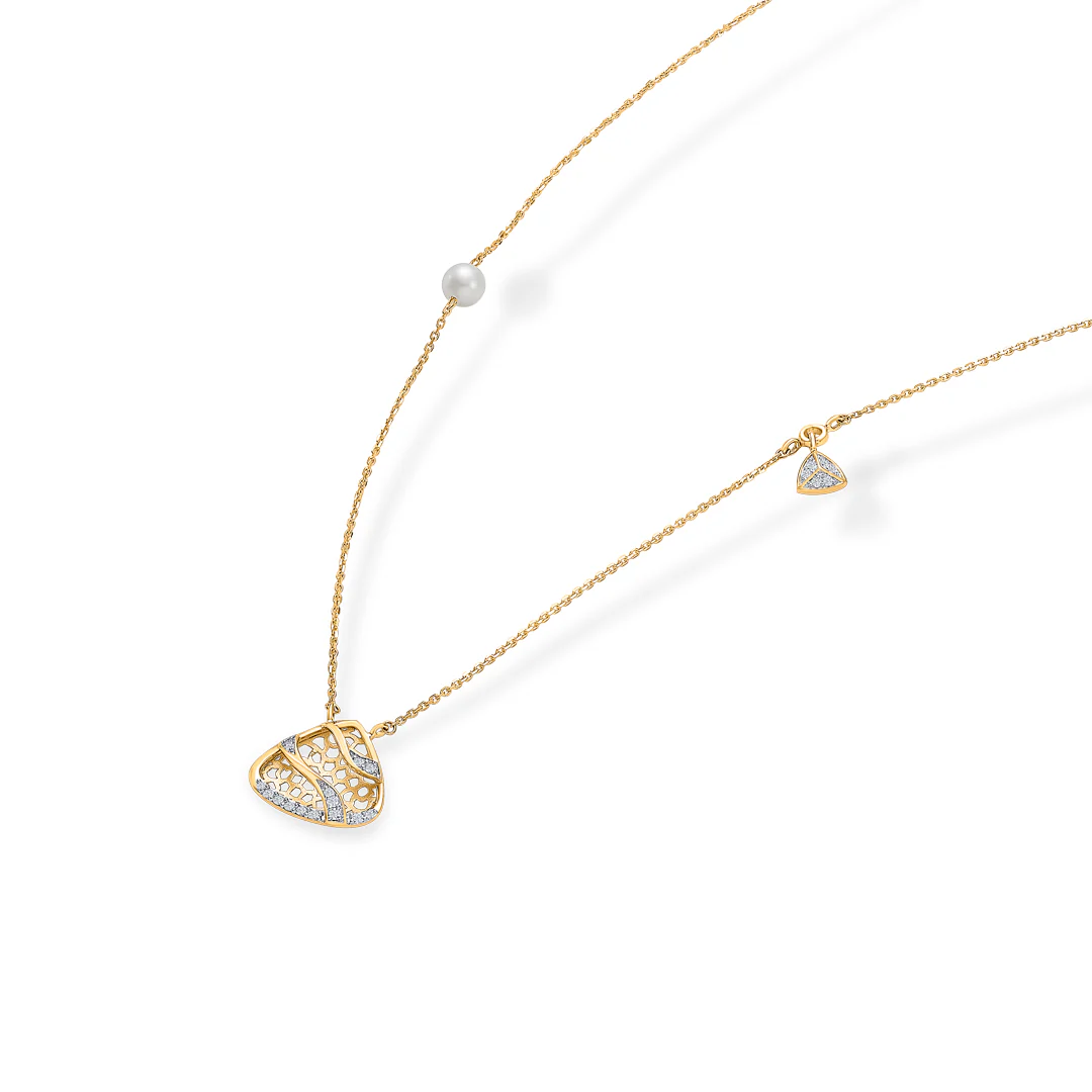 Crescenza Charm Gold & Diamond Modern Necklace - Image 4