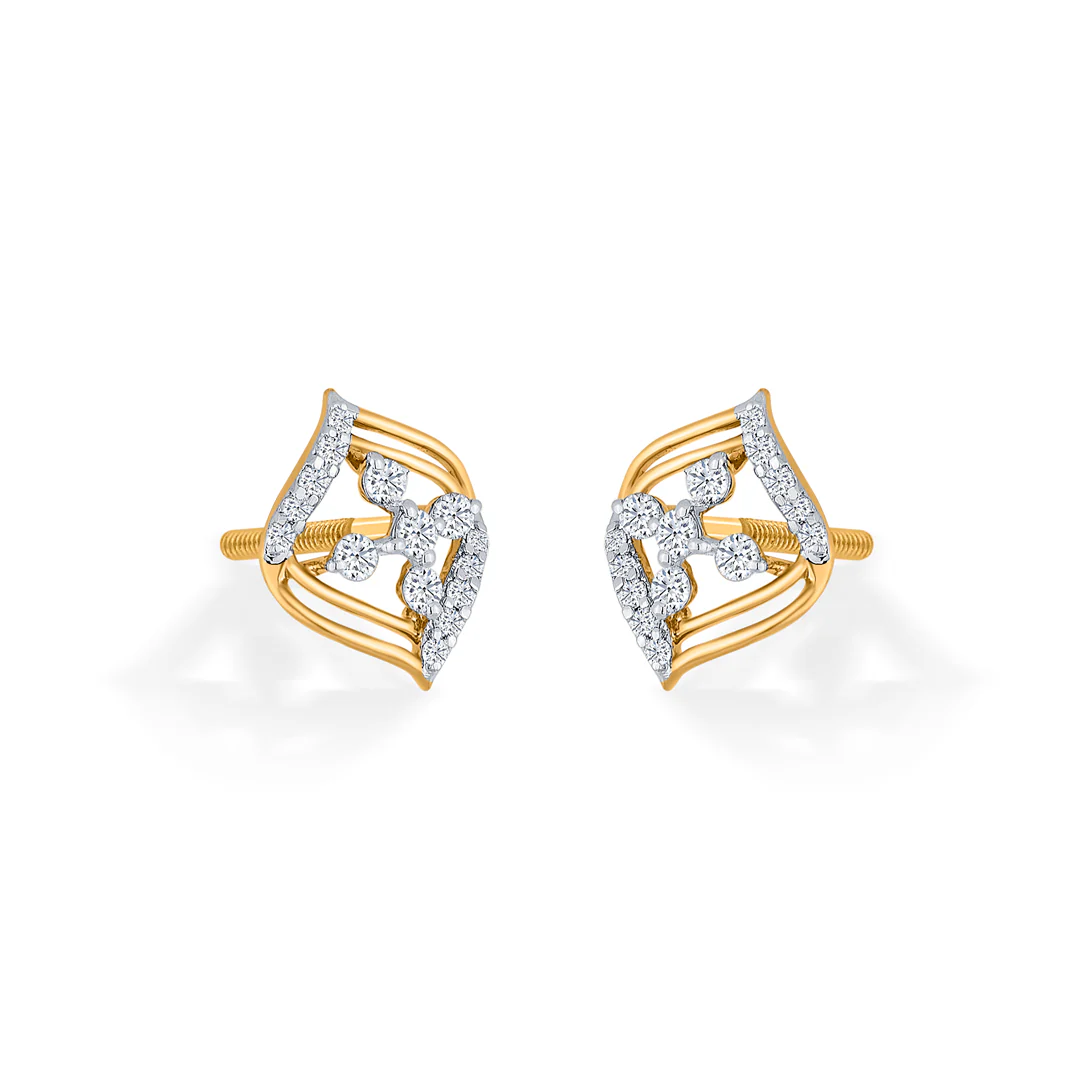 Crystal Blossom Gold Stud Diamond Earring for Women - Image 4