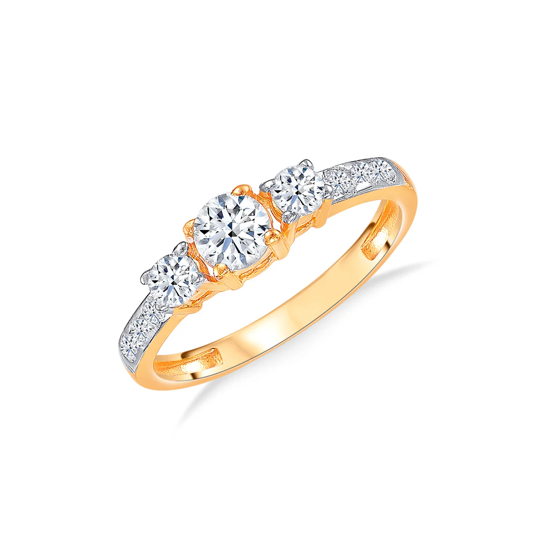 Crystal Cascade Gold Engagement Ring For Women - Image 2