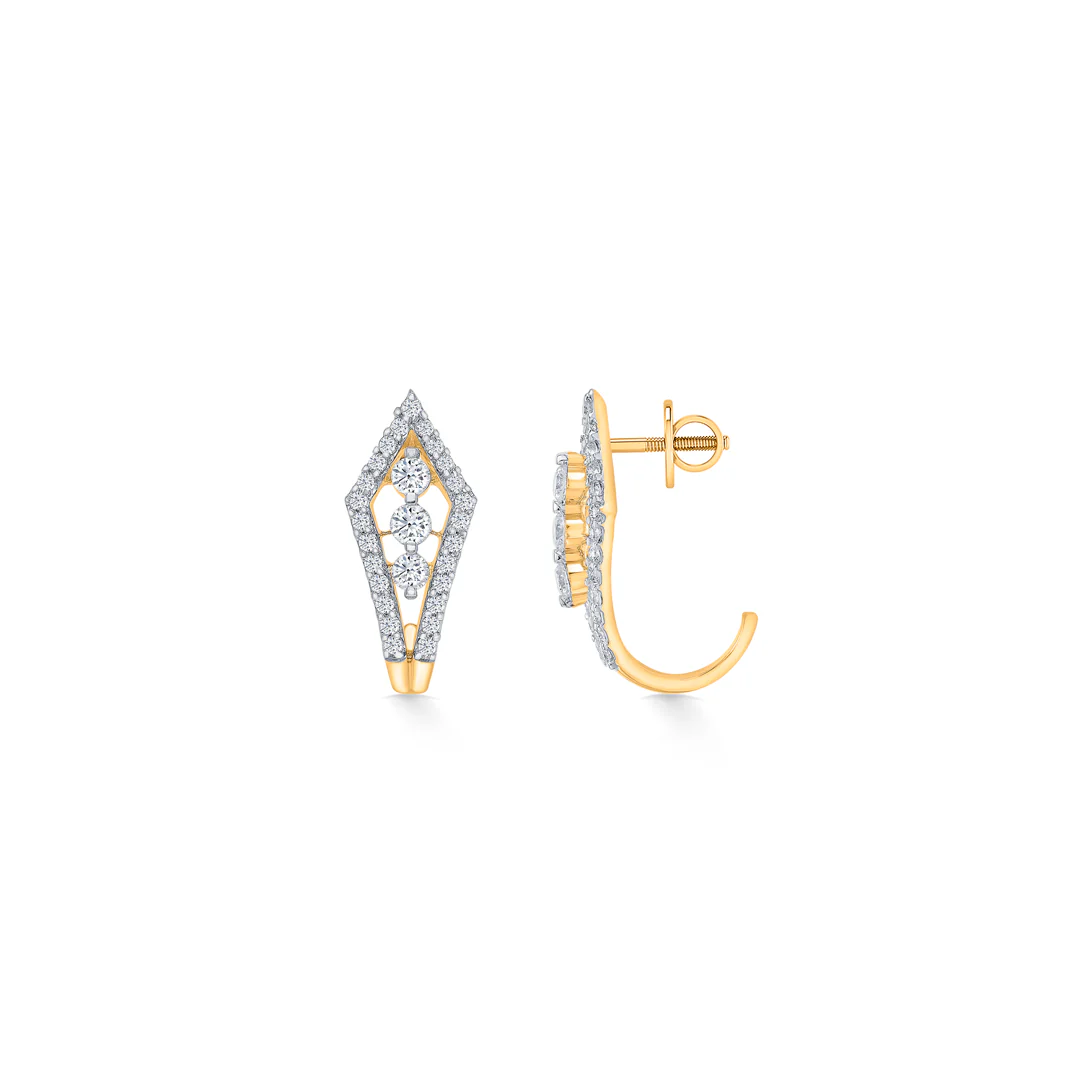 Crystal Quill Gold & Diamond Hoops & Huggies Earring - Image 3