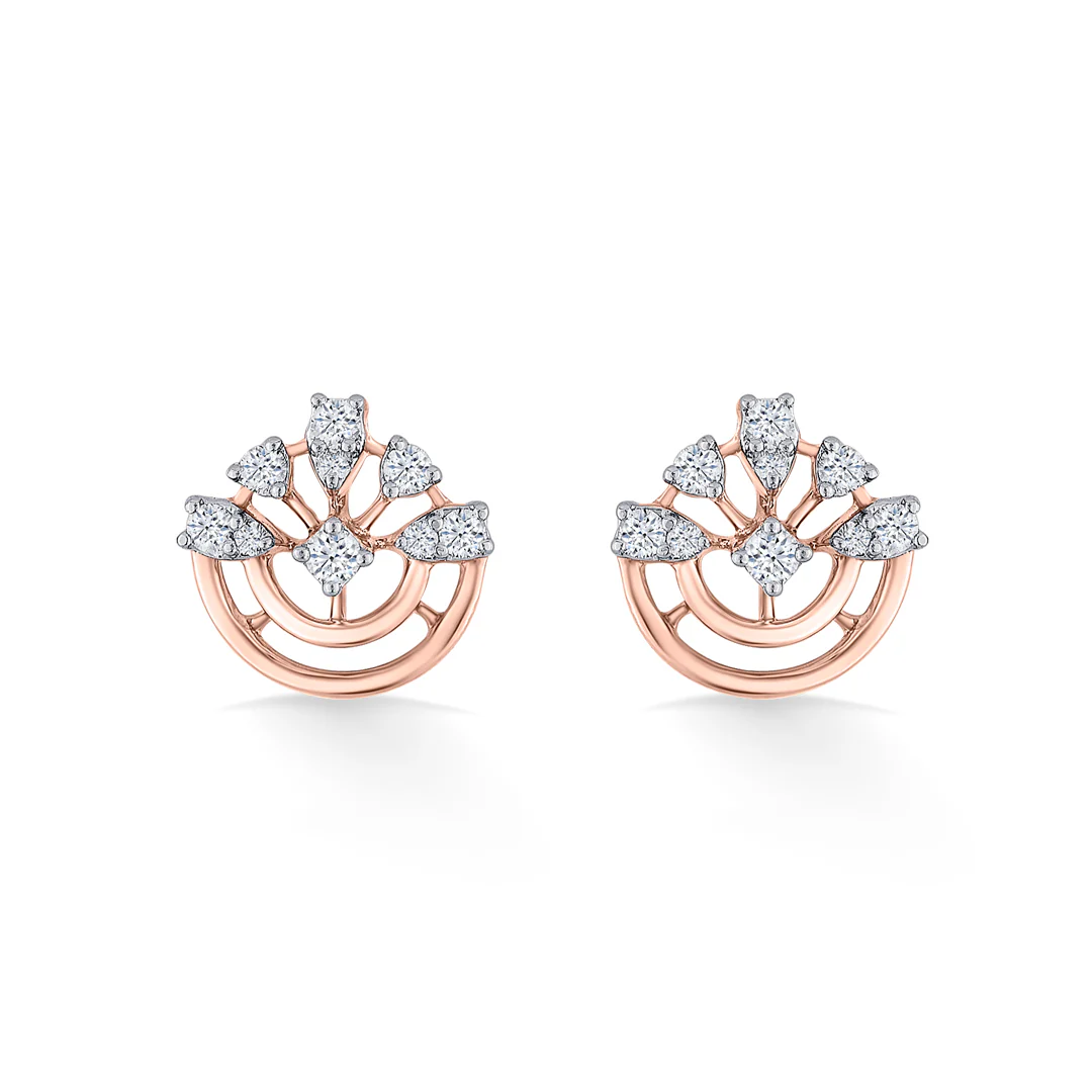 Dazzling Crown Gold Stud Diamond Earring for Women - Image 3