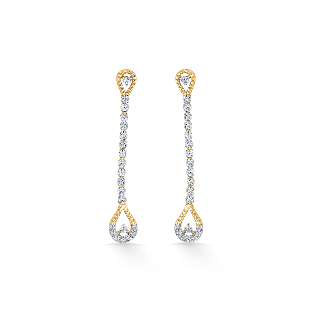 Dewline Drops Gold & Diamond Drops & Dangler Earring - Image 2