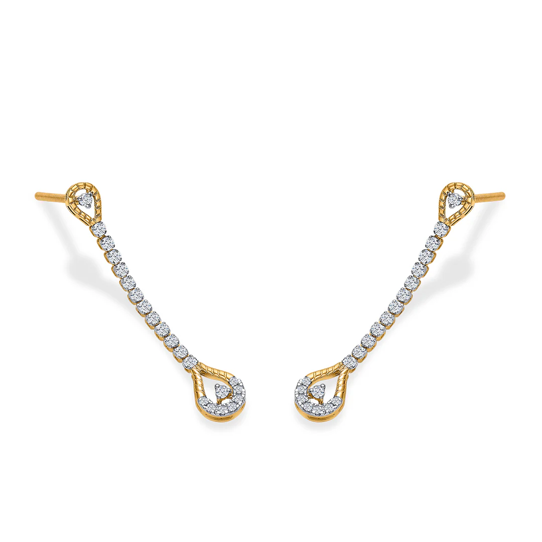 Dewline Drops Gold & Diamond Drops & Dangler Earring - Image 3