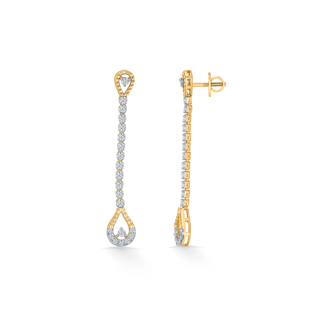 Dewline Drops Gold & Diamond Drops & Dangler Earring - Image 4