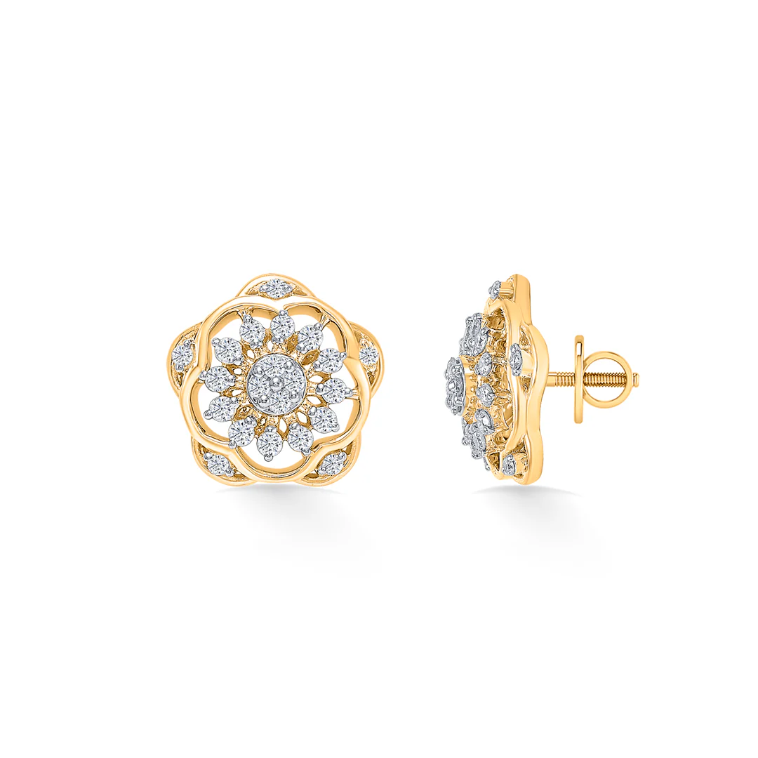Diamond Bloomlet Gold & Diamond Earring - Image 3