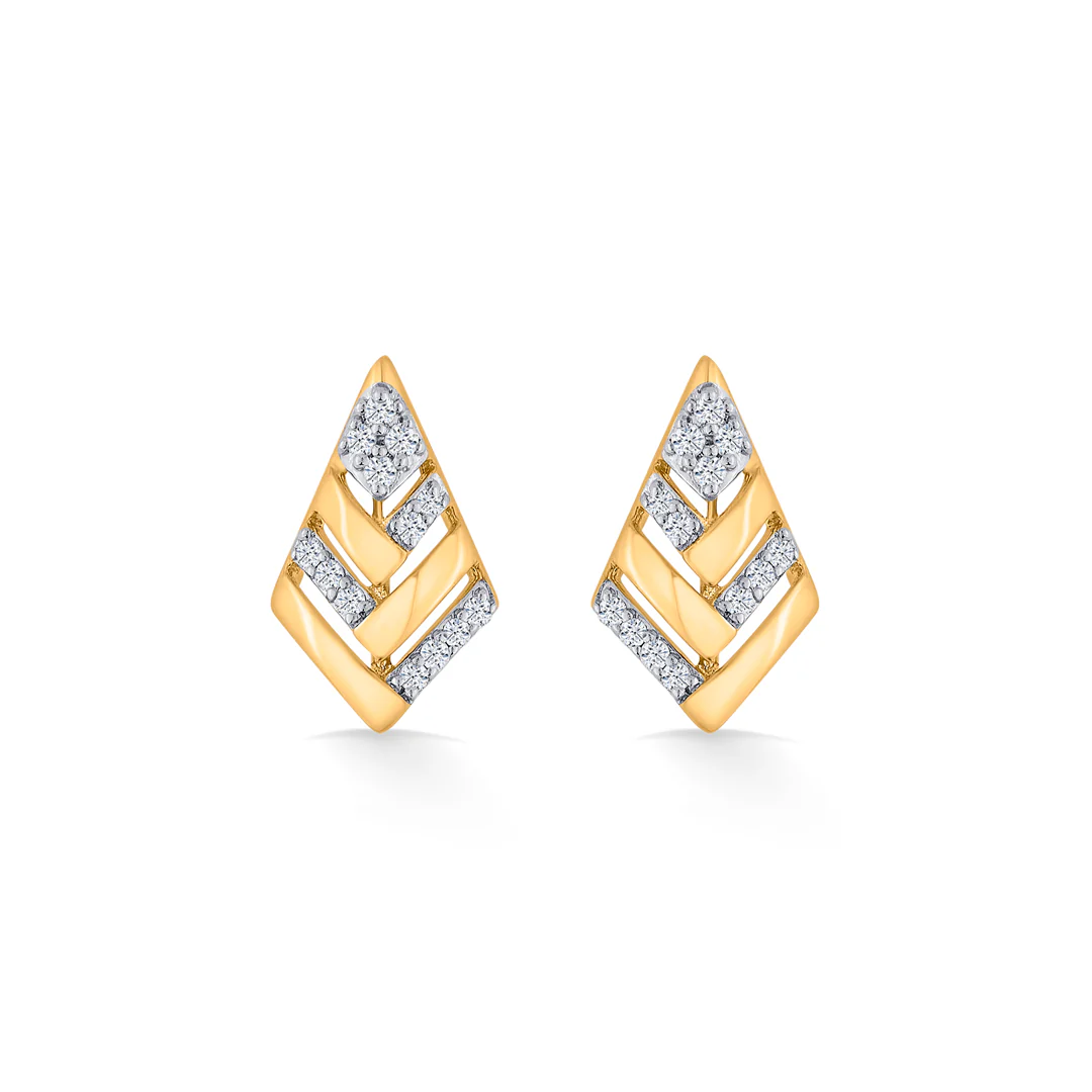 Diamond Crest Gold Stud Diamond Earring for Women - Image 3