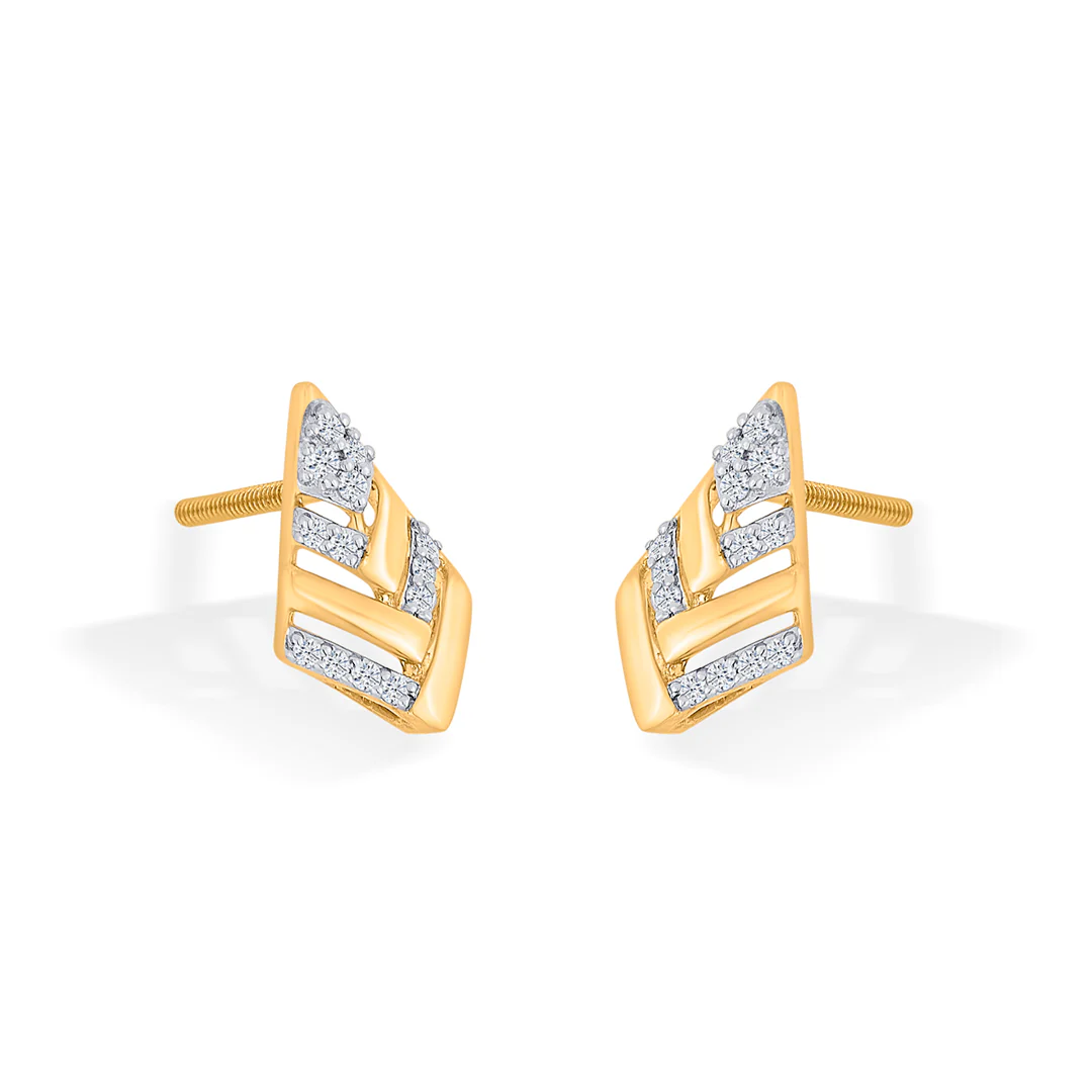 Diamond Crest Gold Stud Diamond Earring for Women - Image 4