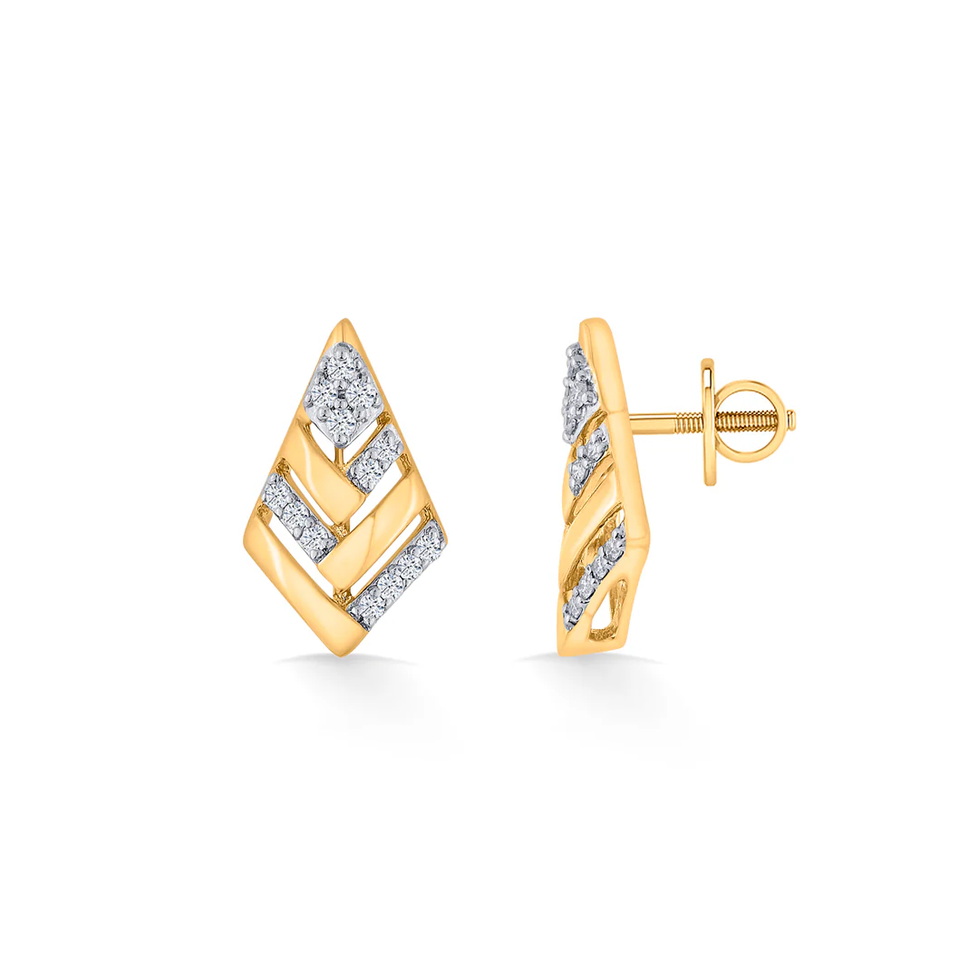 Diamond Crest Gold Stud Diamond Earring for Women - Image 5