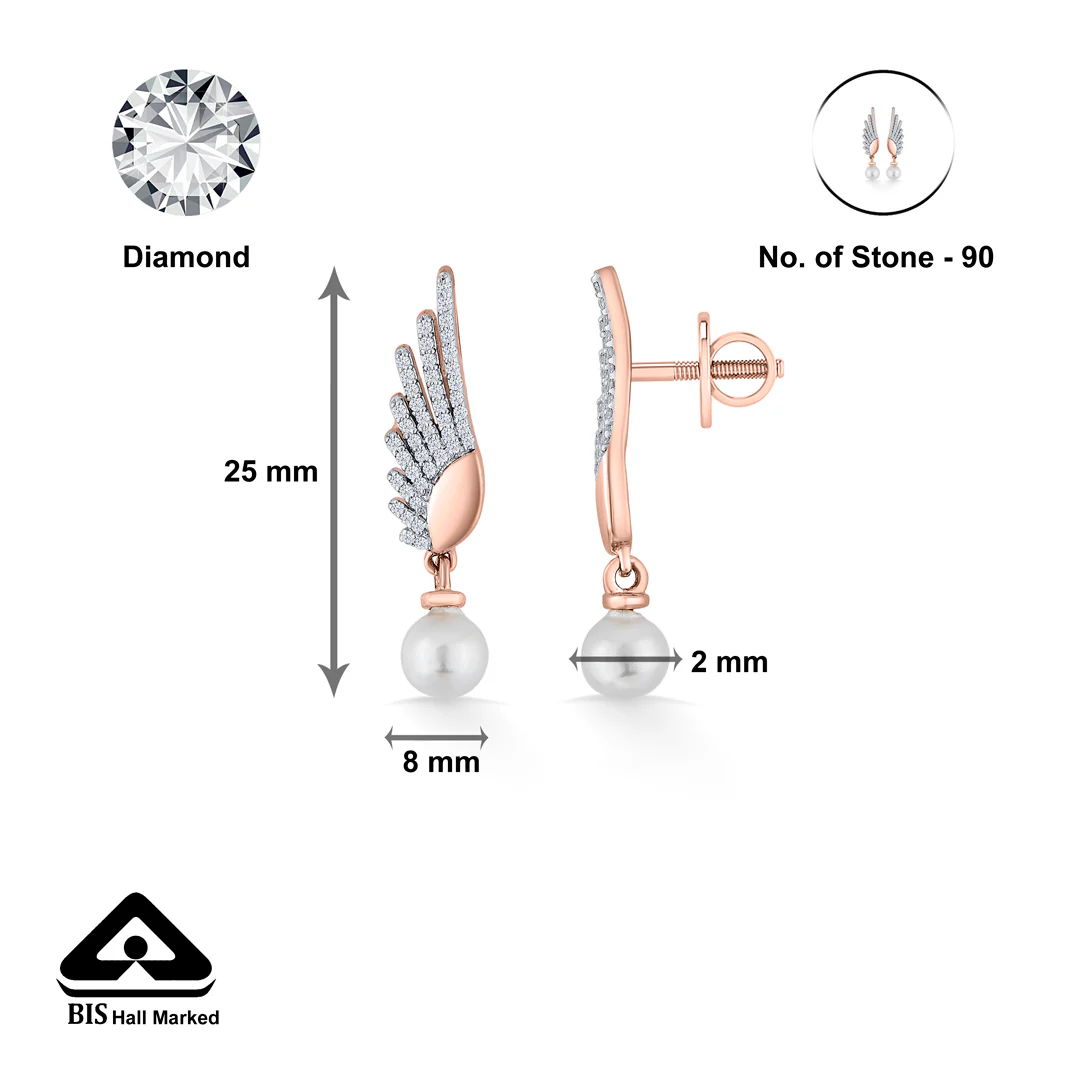 Diamond Pearl Gold & Diamond Drops & Dangler Earring For Women - Image 6