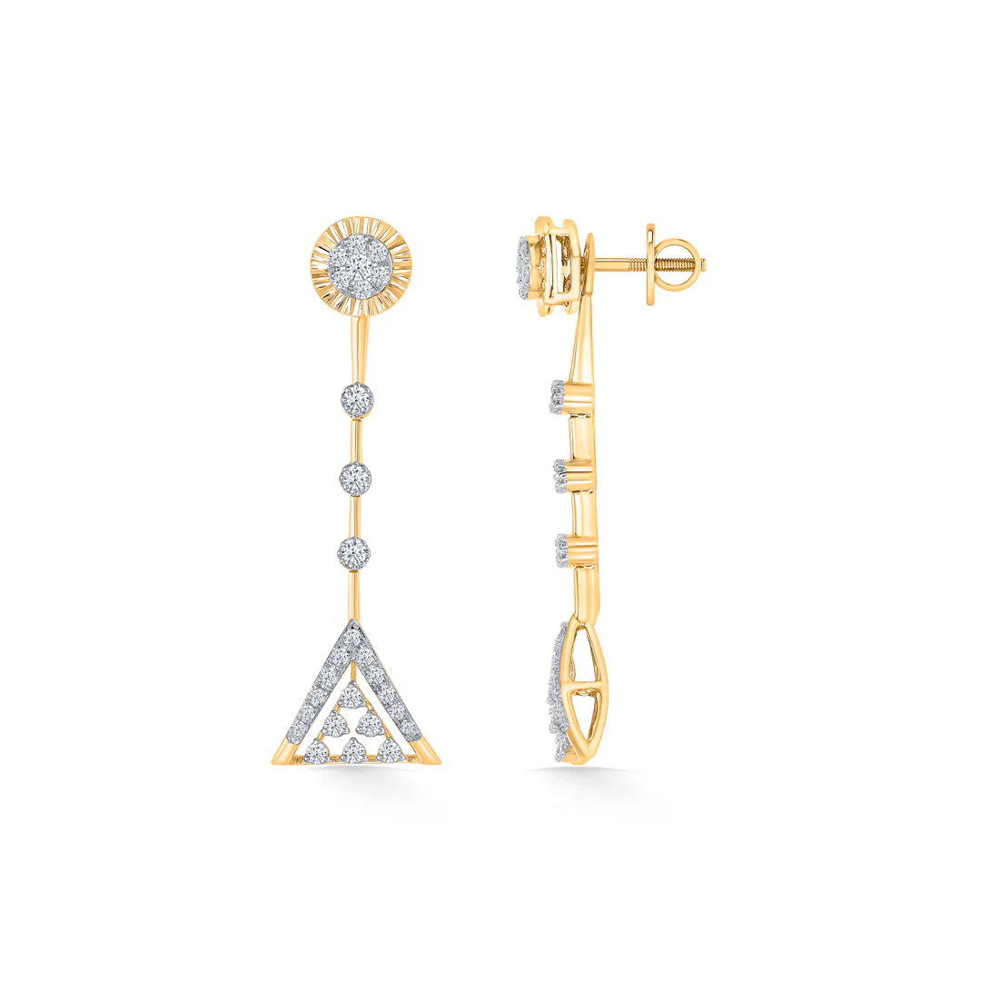 Diora Point Gold & Diamond Drops & Dangler Earring - Image 3