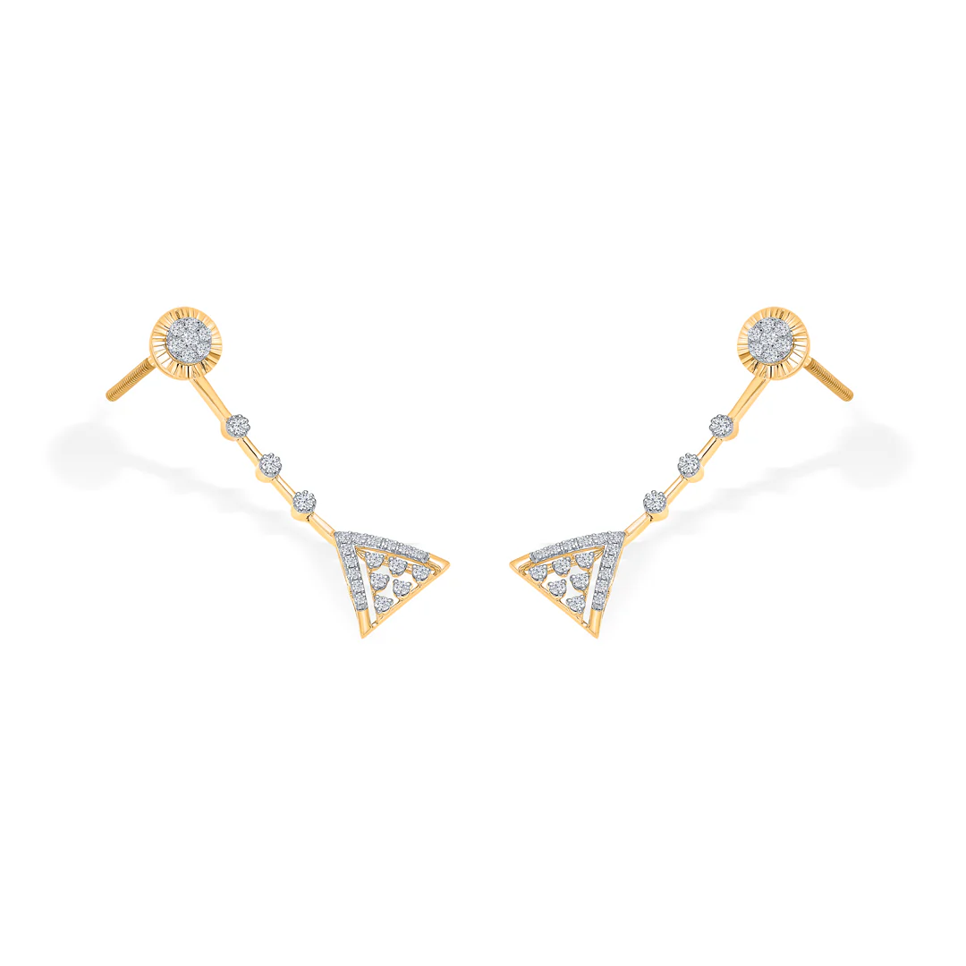 Diora Point Gold & Diamond Drops & Dangler Earring - Image 4