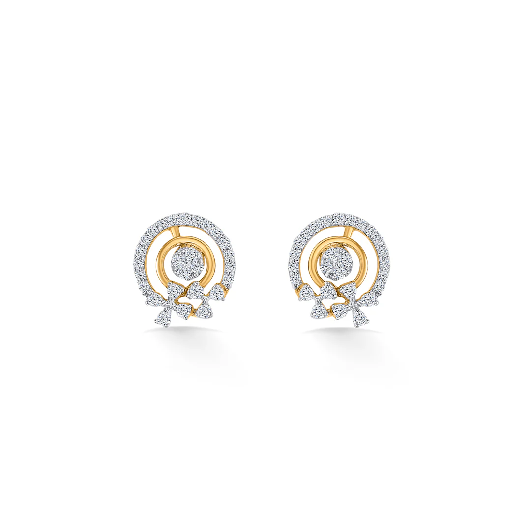 Diva Bow Gold & Diamond Stud Earring - Image 2