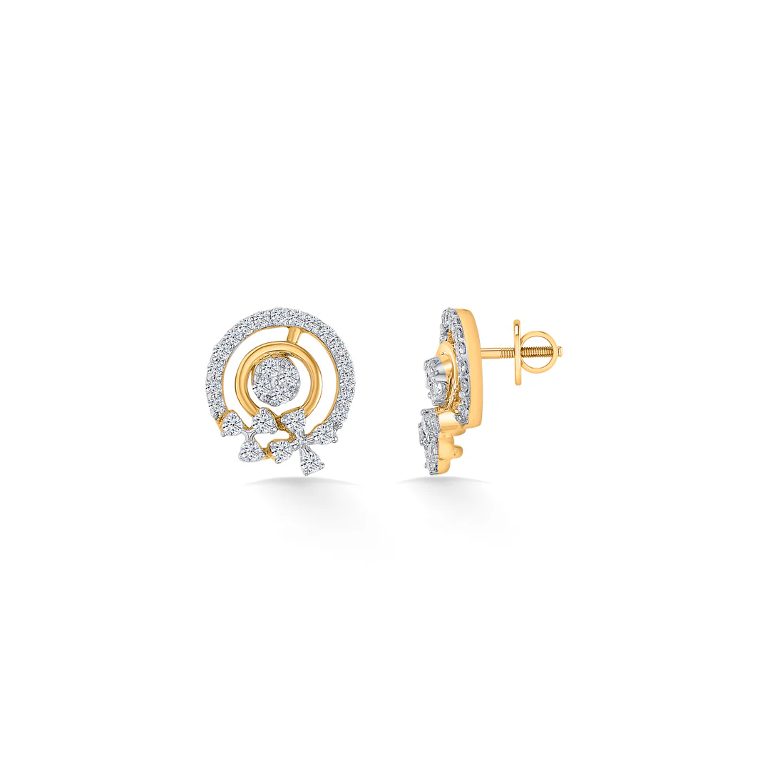 Diva Bow Gold & Diamond Stud Earring - Image 4