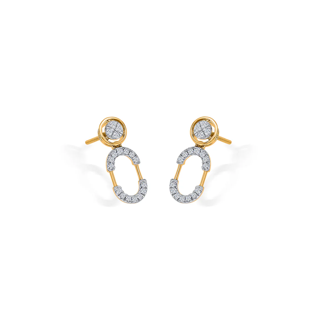 Ecliptica Loop Gold & Diamond Drops & Dangler Earring - Image 4