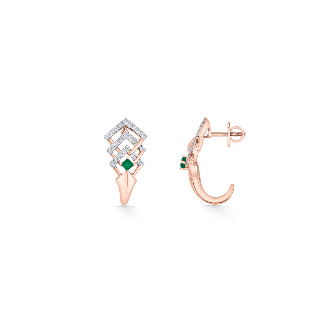 Emerald Maze Gold Stud Diamond Earring for Women - Image 5