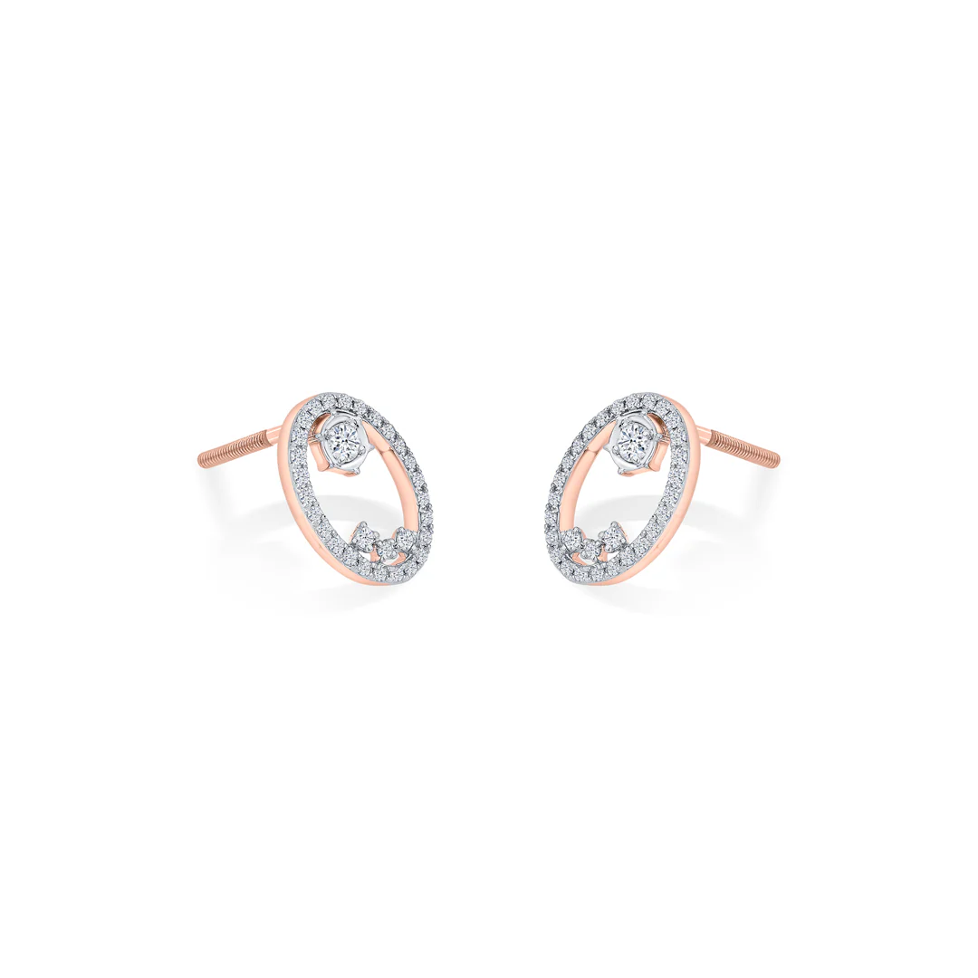 Ethereal Oval Rose Gold Stud Diamond Earring For Women - Image 4