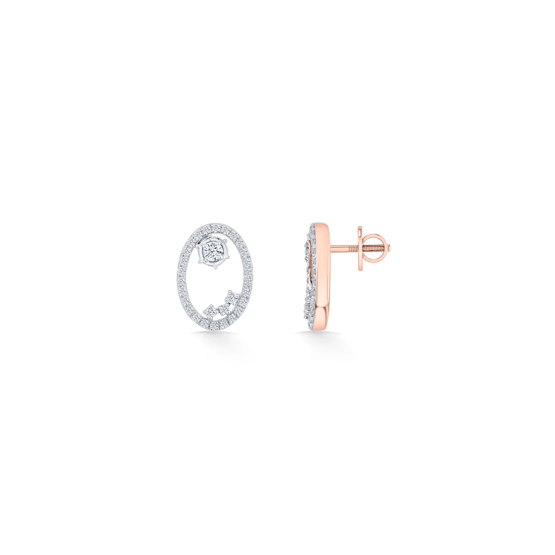 Ethereal Oval Rose Gold Stud Diamond Earring For Women - Image 5