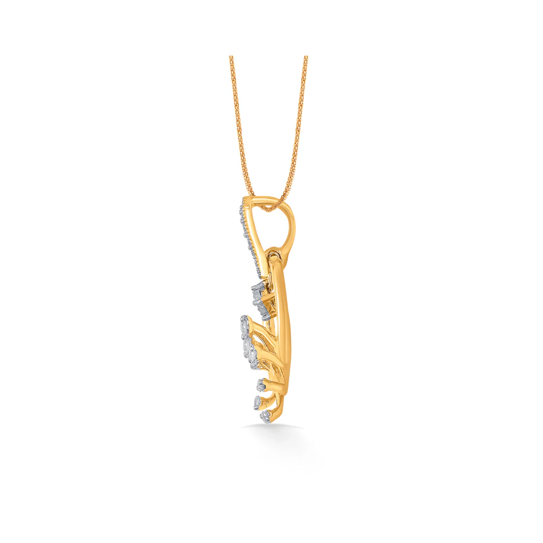 Fern Glint Gold & Diamond Classic Pendant - Image 3