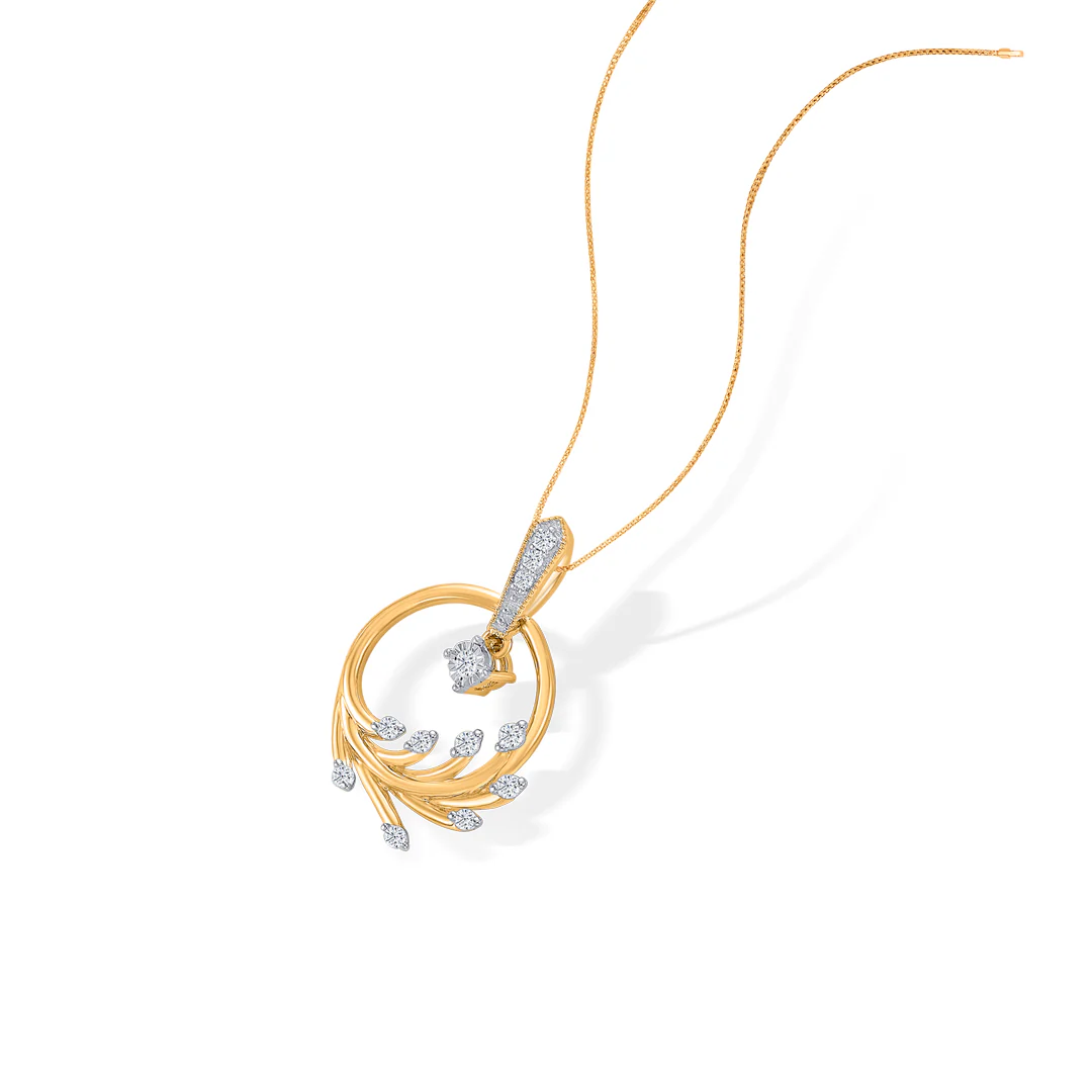 Fern Glint Gold & Diamond Classic Pendant - Image 4