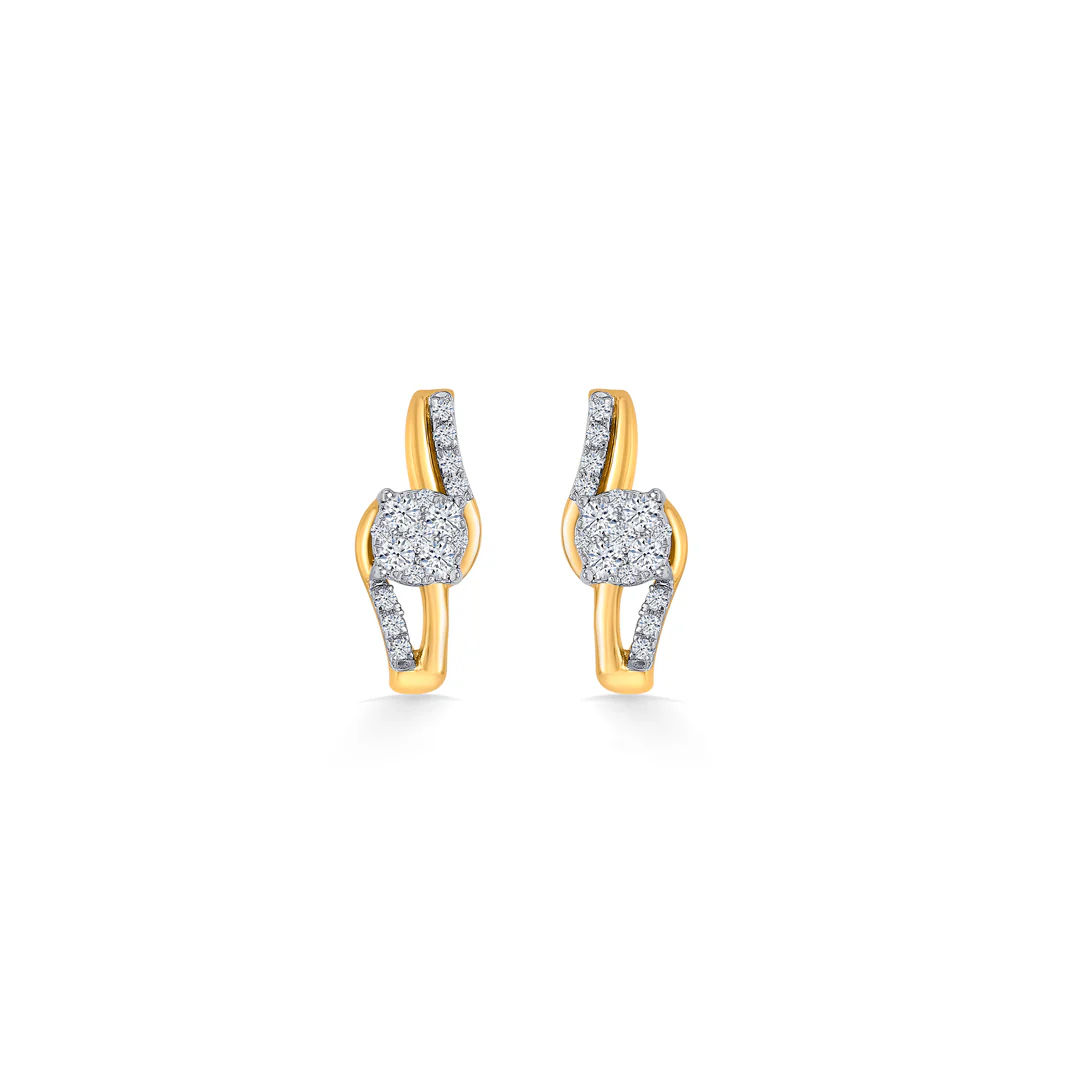 Flicker Frame Gold & Diamond Stud Earring - Image 2