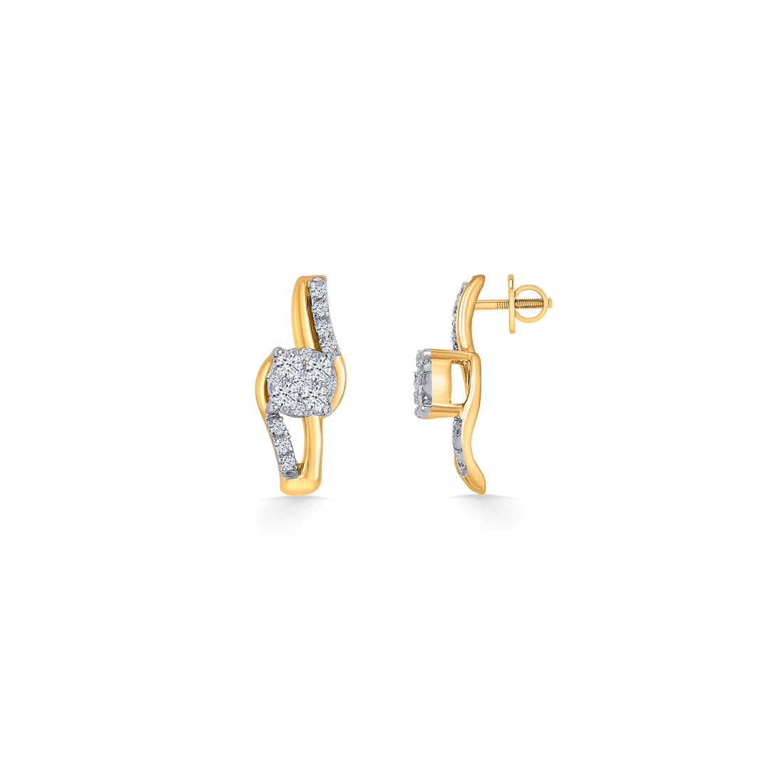 Flicker Frame Gold & Diamond Stud Earring - Image 3