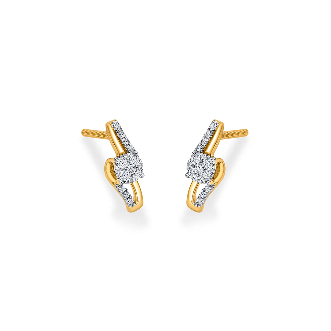 Flicker Frame Gold & Diamond Stud Earring - Image 4