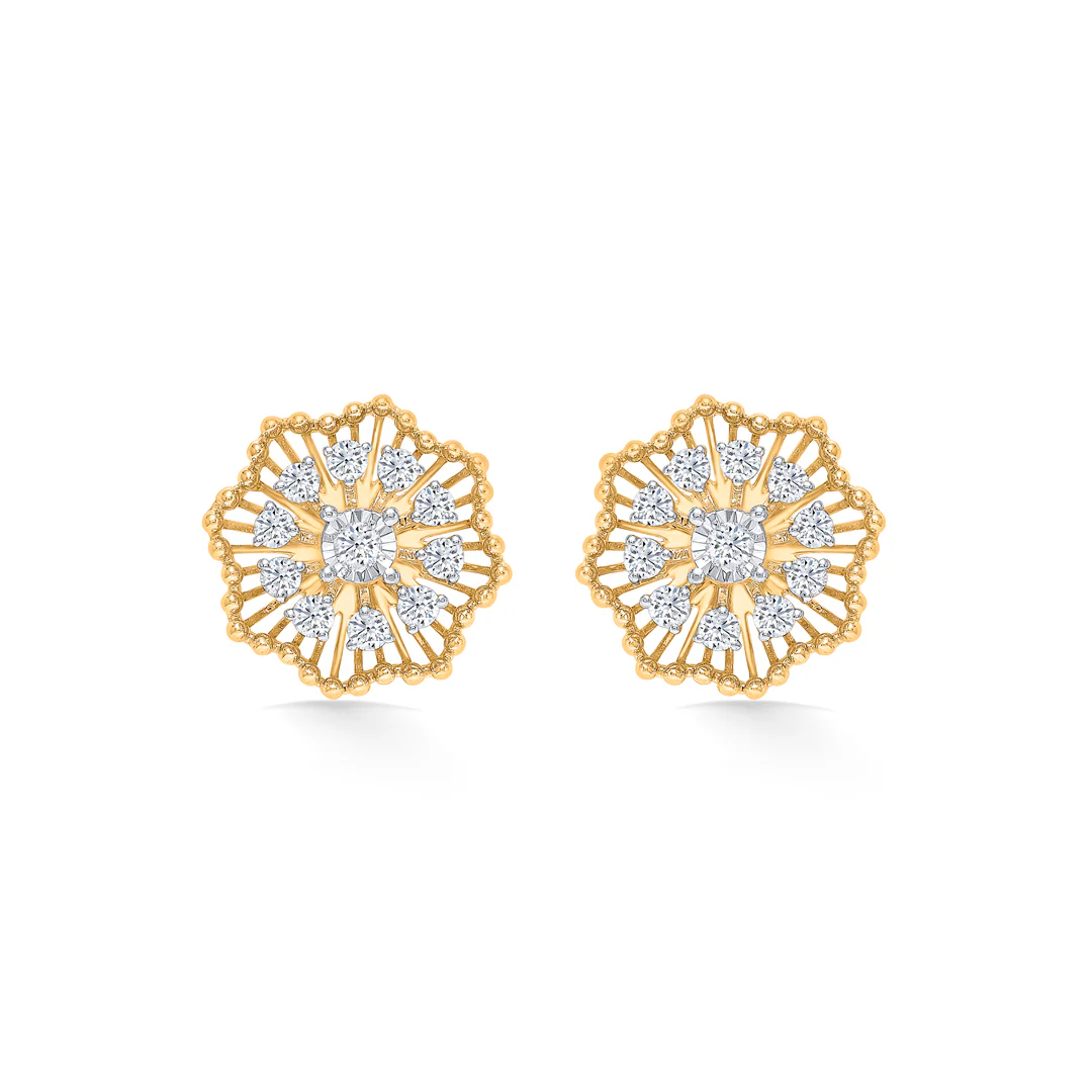 Flora Gold & Diamond Stud Earring For Women