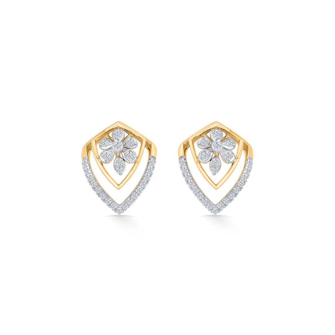 Florava Guard Gold & Diamond Stud Earring - Image 2