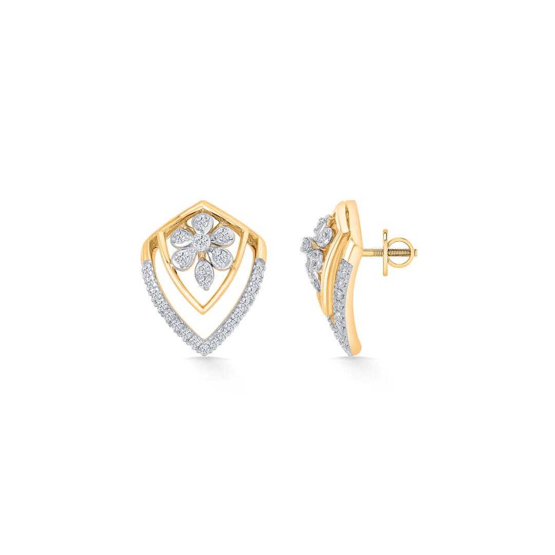 Florava Guard Gold & Diamond Stud Earring - Image 3