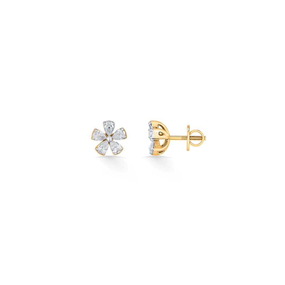 Floret Radiance Yellow Gold Stud Earring for Women - Image 5